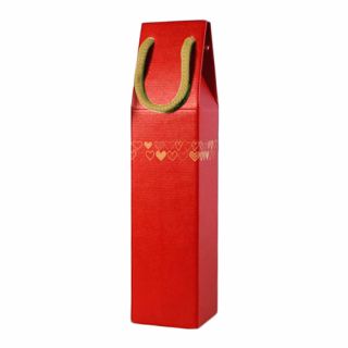 1 Wine or Sparkling Wine Bottle - Red Heart Collection Cardboard Gift Box