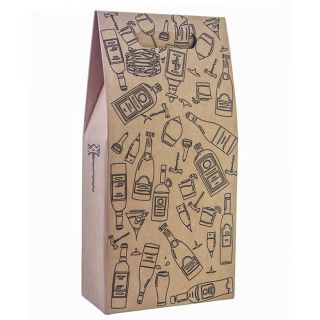 2 Wine or Sparkling Wine Bottle - Die Cut Handle Lowcost Cardboard Gift Box