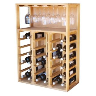 Pine Wine Rack Godello with Glass Holder 36 Bottles